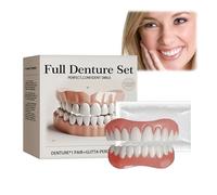 Full Denture Set,Soft & Safe Moldable False Teeth Set,Full Dentures for No Teeth,Comfortable Fake Teeth Covers,Whitening Cosmetic Tooth Covering,Temporary Tooth Repair Kit for Women Men (Top & Bottom)