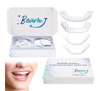 Full Denture Set, Soft & Safe Moldable False Teeth Set with Retainer Cleaner Tablets, Full Mouth Dentures for No Teeth, Temporary Tooth Repair Kit for Women Men
