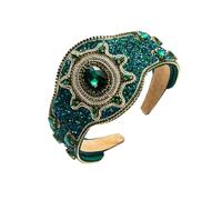 Full Diamond Baroque Headband Wide-Brimmed Hair Accessory, Green