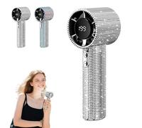 Full Diamond Portable Handheld Turbo Fan, 199 Gear Diamond Handheld Mini Fan, Portable Rechargeable With Digital Display Usb Face Bling Fans For Travel/Camping/Outdoor/Home (silver)
