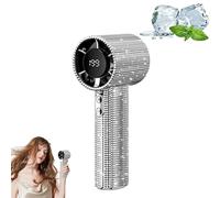 Full Diamond Portable Handheld Turbo Fan, 199 Speed Settings Ultra Quiet, USB Rechargeable, Perfect for Office Travel Concerts, Luxury Bling Accessory for Women (Sliver-1pcs)