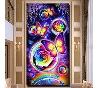 Full Drill Large Size DIY 5D Diamond Painting Kits for Adults, Purple Beautiful Butterfly 50x100cm Diamond Painting by Numbers Kit, Diamond Art Kit Rhinestone Embroidery Crafts for Home Wall Decor