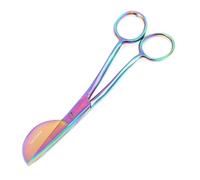 Full Duckbill Applique Scissors 6 Inch, Rainbow Multicolor Finish, Curved Offset Handle, for Embroidery Quilting Sewing Fabric Cutting