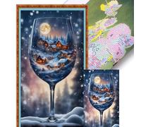 Full Embroidery Cotton Thread 14CT Print Snow in a Cup Cross Stitch 40x70cm