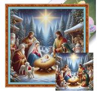 Full Embroidery Cotton Thread 14CT Printed Nativity Cross Stitch Kit 40x40cm (C)