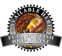 Full English Breakfast Sold Here Sticker - Sandwich Catering Sign Cafe Restaurant Vinyl Decal (Large 400 x 520mm, Black)