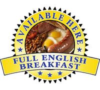 Full English Breakfast Sold Here Sticker - Sandwich Catering Sign Cafe Restaurant Vinyl Decal (Medium 210 x 285mm, Yellow)