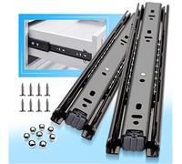 Full Extension Drawer Runners 250 300 350 400 450 500 550 600mm Ball Bearing Metal Black Slides Width 45mm Rails Track Guide Glides Heavy Duty 45kg 1 Pair