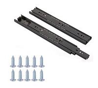 Full Extension Drawer Slides 14 inch Ball Bearing Heavy Duty Drawer Rails, Black, Ball Bearing 3 Folds Full Extension, Side Mount, 25kg Load Capacity, 1 Pair (12")