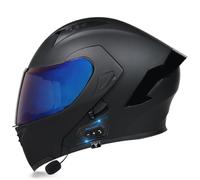 Full Face Bluetooth Motorbike Helmet Flip Up Modular Helmet with Microphone for Automatic Answering with Double Visor DOT/ECE Approved Anti Crash Shockproof Integrated Helmet