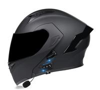 Full Face Bluetooth Motorbike Helmet Flip Up Modular Helmet with Microphone for Automatic Answering with Double Visor DOT/ECE Approved Anti Crash Shockproof Integrated Helmet