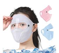 Full Face Cover Sunscreen Face Veil Shield with Eye Protector Multifunctional Ice Silk UV Protection for Womens 3Pcs Style2