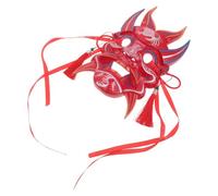 Full Face Demon Mask Halloween Plastic Red Carnival Mask for Celebrations | Reusable Cultural Fusion Design, Comfortable Fit and Easy Storage, Unique Style for Masquerade and Cosplay