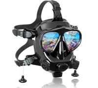 Full Face Diving Mask with Camera Mount, MODJUEGO Adjustable Scuba Mask 180 Panoramic View for Adults Anti-Fog Anti-Leak Dry Top Set