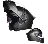 Full Face Dual Visor Adult Motorcycle Helmet Modular Motorcycle Helmets for Motorbike Street Bike with Push-in Buckle Ready DOT Approved Matte Black C4,XL/(61~62cm)