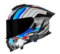 Full Face Flip Up Motorcycle Helmet Bluetooth Motorbike Modular Helmet With Anti-Fog Dual Visors DOTECE Approved,ith Double Visor Built-in Speaker Headset Microphone for Men Women 2,XL=61~62cm