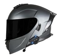 Full Face Flip Up Motorcycle Helmet Bluetooth Motorbike Modular Helmet With Anti-Fog Dual Visors DOTECE Approved,ith Double Visor Built-in Speaker Headset Microphone for Men Women 6,XL=61~62cm