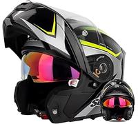 Full Face Flip Up Motorcycle Modular Helmet Integrated Motorbike Dual Visor for Adults Men Women Moped Street Racing ECE 22.06 Approved Snowmobile Helmet 4,M/(55~56cm)