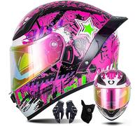Full Face Flip Up Motorcycle Modular Helmet Integrated Motorbike Dual Visor Street Touring Motorcycle Helmet for Adults Men Women Moped Street Racing DOT Approved A4,XL/(61~62cm)