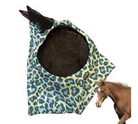 Full Face Fly Shield for Horses, Fly for Horses, Anti-Fly Cover with Leopard Print, Breathable Face Protection for Horses, Anti-Bite Horse Headwear,