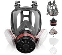 Full Face Gas Mask - Reusable Respirator Gas Masks Survival Nuclear and Chemical with 6001cn&40mm Activated Carbon Filter Against Gases/Dust/Vapors/Fume for Chemicals,Spray Paint, Industry, Sanding