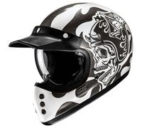 HJC V60 Flame Helmet, black-white, size S for Men