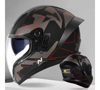 Full-Face Helmet Motorcycle Helmet Flip-Up Helmet Scooter Helmet Crash Helmet with Double Visor Sun Visor ECE Robust Quiet Drink Water Without Taking Off the Helmet G,XXL(61-62CM)