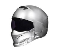 Full face helmet, riding equipment, double mirror design, provides riding safety and protection, scratch-resistant and wear-resistant, suitable for motorcycles(Silver,M)