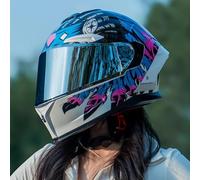 Full-Face Helmet with Sun Visor Motorcycle Helmet ECE 22.06 Certified Motorcycle Helmet for Men and Women Full-Face Helmet Moped Helmet, 190° Field of Vision Scratch-Resistant Visor A,M54~55CM