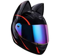 Full-Face Helmets Helmet Full Face Integrated Motorbike Helmet Full Face Helmet with Cat Ears Design Suitable for Men Women Suitable for Light Motorcycles Scooters C,XL