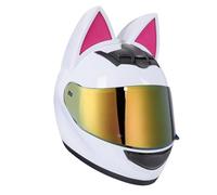 Full-Face Helmets Helmet Full Face Integrated Motorbike Helmet Full Face Helmet with Cat Ears Design Suitable for Men Women Suitable Light Motorcycles Scooters C,XL