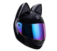 Full-Face Helmets Helmet Full Face Integrated Motorbike Helmet Full Face Helmet with Cat Ears Design Suitable for Men Women Suitable Light Motorcycles Scooters A3,XL