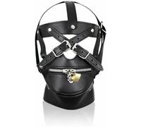 Full Face Mask Head Hood Patent Leather Mouth Open Face Mask, Fetish Bondage BDSM SM Game Blinder Blindfold, Full Head Cover Eye Mask Headgear, Adults Erotic Sex Toy Role Play Cosplay