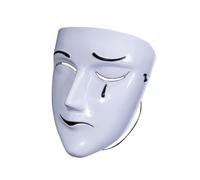 Full Face Masquerade - Creative Grief Laughter Design, Mens Costume Accessory, PVC Face Cover, Sad Happy Style, Fancy Cool Masque | Carnival Cosplay Party Ball Event Dress Up White