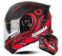 Full Face Modular Motorcycle Helmet Anti-Fog Double Sun Visor Full Face Sport Helmet, Mountain Motocross Integrated Helmets with Tail, DOT Approved Helmet C,L(55-56cm)