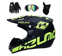 Full Face Motocross Helmet Set, with Goggles Gloves Mask, Youth Kid Off Road Motorbike Crash Helmet Protective Gear, Downhill Enduro Racing ATV MTB BMX Quad Dirt Bike Helmet(AA,M/54-55CM)