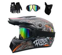 Full Face Motocross Helmet, with Goggles Gloves Mask, Youth Men Women Off Road Motorcycle ATV Scooter Helmets, Downhill Enduro Dirt Bike MTB Crash Helmet(Matte Orange,XL/58-59CM)