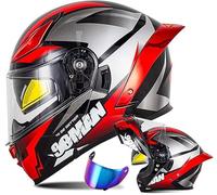 Full Face Motorbike Helmet with Dual Visor, DOT Approved Crash Helmet Adult Dirt Bike Helmet for Men Women A2,XL/61~62cm