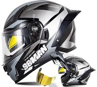 Full Face Motorbike Helmet with Dual Visor, DOT Approved Crash Helmet Adult Dirt Bike Helmet for Men Women C6,XL/61~62cm