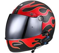Full Face Motorbike Helmet with Sun Visor Bluetooth Large Crash Motorcycle Helmets DOTECE Approved Unisex Adult Motocross Helmets Built-In Speakers Can Respond Automatically N,L:59-60CM