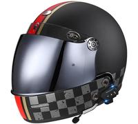 Full Face Motorbike Helmet with Sun Visor Bluetooth Large Crash Motorcycle Helmets DOTECE Approved Unisex Adult Motocross Helmets Built-In Speakers Can Respond Automatically Z-18,M:57-58CM