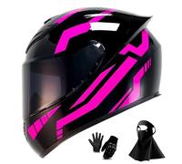 Full Face Motorcycle Helmet DOT Approved Motorbike Racing Street Bike Helmets for Adults with Face Mask Gloves(EE,S(52-53cm))