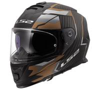 FULL FACE MOTORCYCLE HELMET L~S~2 FF800 STORM-II TRACKER Full Face Dual Visor ECE22.06, Pinlock Ready, Motorbike Touring Racing Crash Helmet, Matt Black Gold (L)