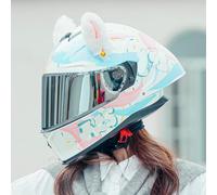 Full Face Motorcycle Helmet Motorbike Racing Sports Crash Helmet Interchangeable Lens ECE Certification Fit for Youth & Adults Four Seasons Helmet A1,L57~58CM