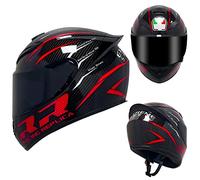 Full Face Motorcycle Helmet Motorbike Street Bike Helmet DOT/ECE Approved Flip Up Visor Motocross Racing Crash Helmet for Adult Men Women with Tinted Visors,R,XXL