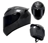 Full Face Motorcycle Helmet Motorbike Street Bike Helmet DOT/ECE Approved Flip Up Visor Motocross Racing Crash Helmet for Adult Men Women with Tinted Visors,Carbon Ribs,L