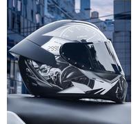 Full-Face Motorcycle Helmet Visors ECE Approved Full-Face Motorcycle Helmet with Sun Visor Men's/Women's Helmet 190° Field of Vision Four Seasons Helmet D,XL60~61CM