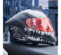 Full-Face Motorcycle Helmet Visors ECE Approved Full-Face Motorcycle Helmet with Sun Visor Men's/Women's Helmet 190° Field of Vision Four Seasons Helmet B2,2XL62~63CM