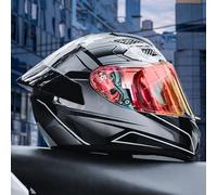 Full-Face Motorcycle Helmet Visors ECE Approved Full-Face Motorcycle Helmet with Sun Visor Men's/Women's Helmet 190° Field of Vision Four Seasons Helmet C2,2XL62~63CM