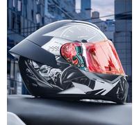 Full-Face Motorcycle Helmet Visors ECE Approved Full-Face Motorcycle Helmet with Sun Visor Men's/Women's Helmet 190° Field of Vision Four Seasons Helmet D2,2XL62~63CM